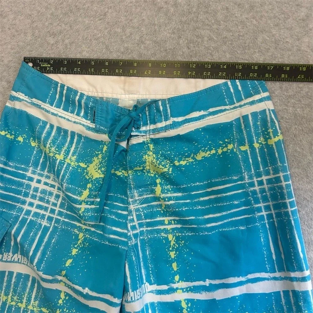 Quiksilver Shorts Men's‎ 32 Blue Plaid Board Shorts Surf Beachwear Vintage